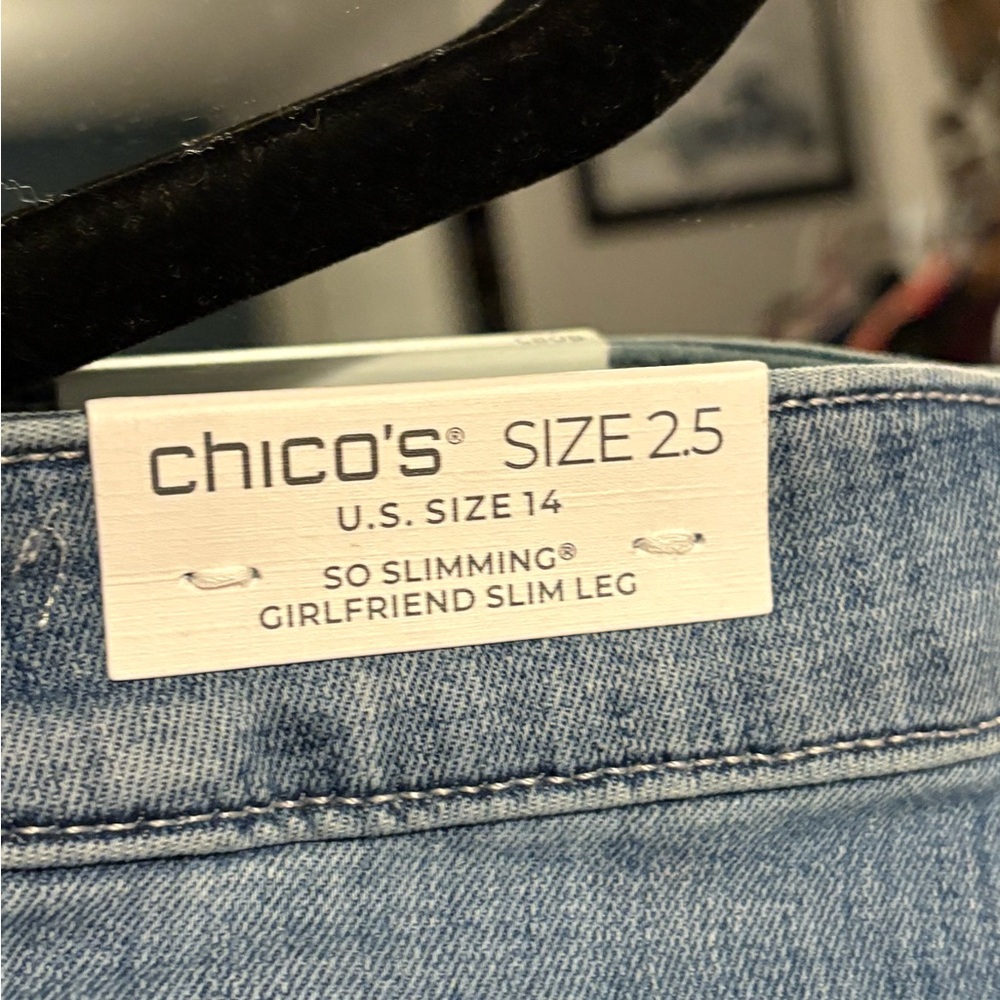 Chico's Blue Ankle Cropped Jeans with Faded Look - Picture 3 of 4
